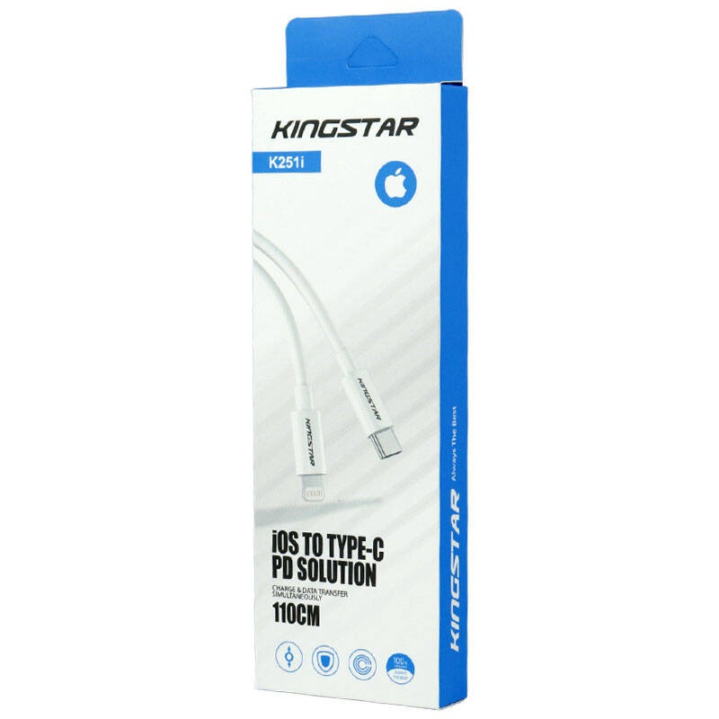 کابل تبدیل KingStar K251i Type-C to Lightning 3A 1.1m +کابل هدیه