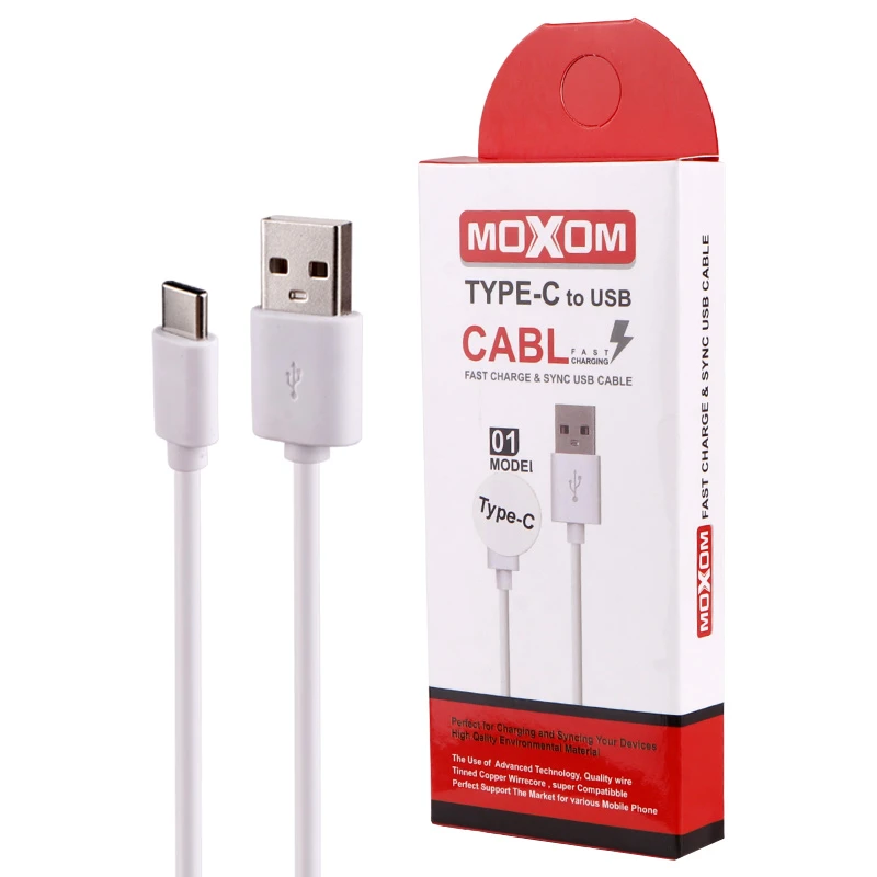 کابل تایپ سی فست شارژ Moxom 01 طول 1 متر