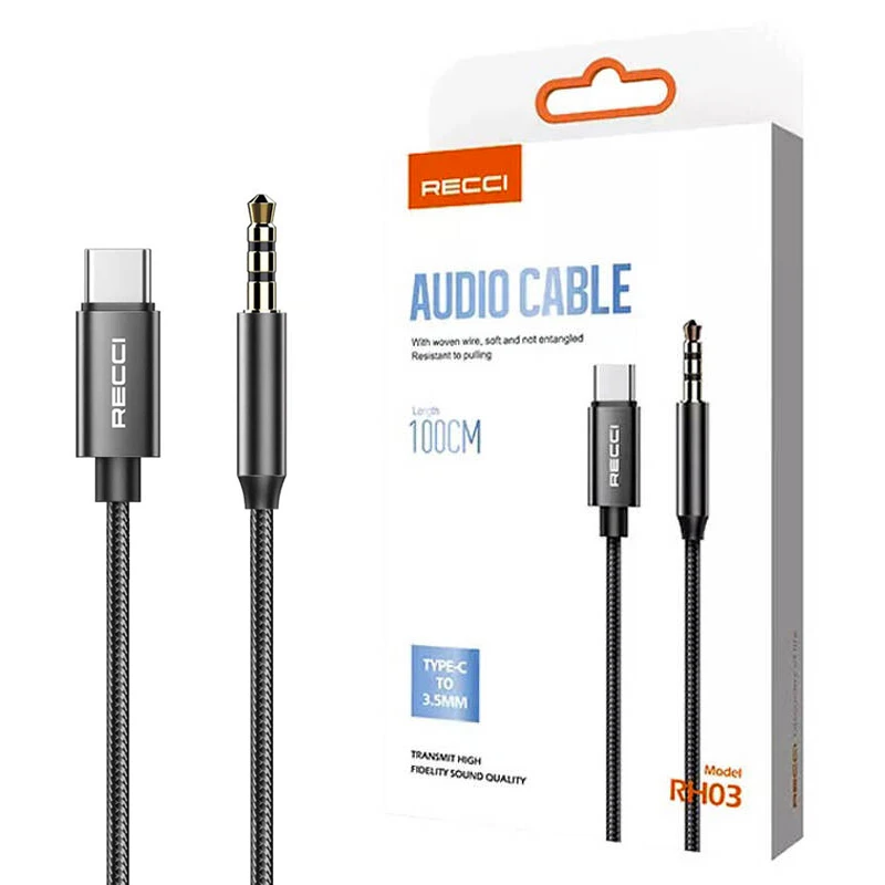 کابل تبدیل Type-C به AUX رسی RH03 طول 1 متر
