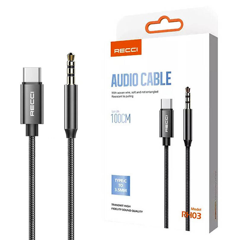 کابل تبدیل Recci RH03 Type-C To AUX 1m