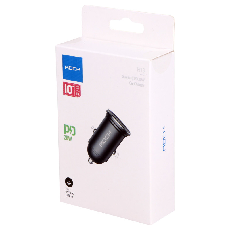 شارژر فندکی فست شارژ Rock H-613C 3A PD 20W