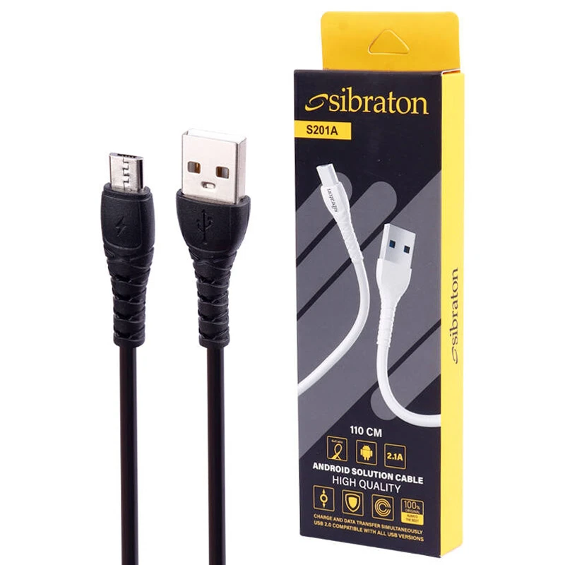 کابل میکرو یو اس بی 2.1 آمپر سیبراتون S201A طول 1.1 متر