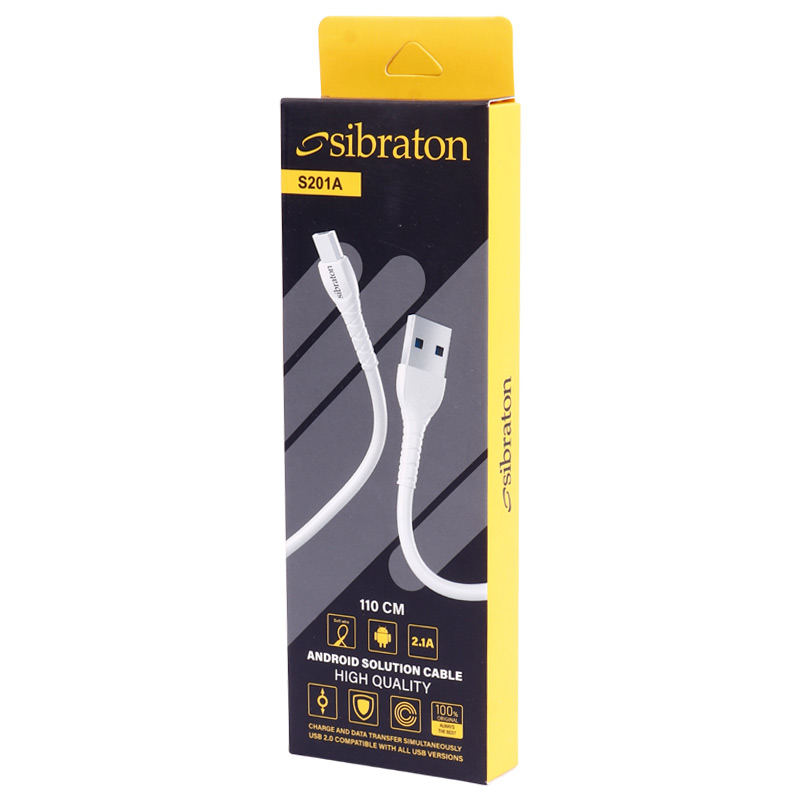 کابل میکرو یو اس بی Sibraton S201A 2.1A 1.1m