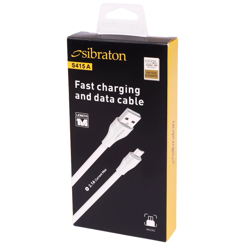 کابل میکرو یو اس بی فست شارژ 2.1 آمپر سیبراتون S415 A طول 1 متر