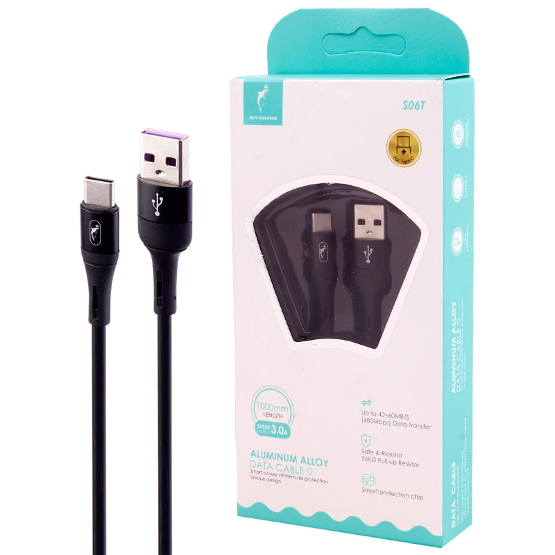 کابل تایپ سی فست شارژ 3 آمپر اسکای دلفین S06T طول 1 متر