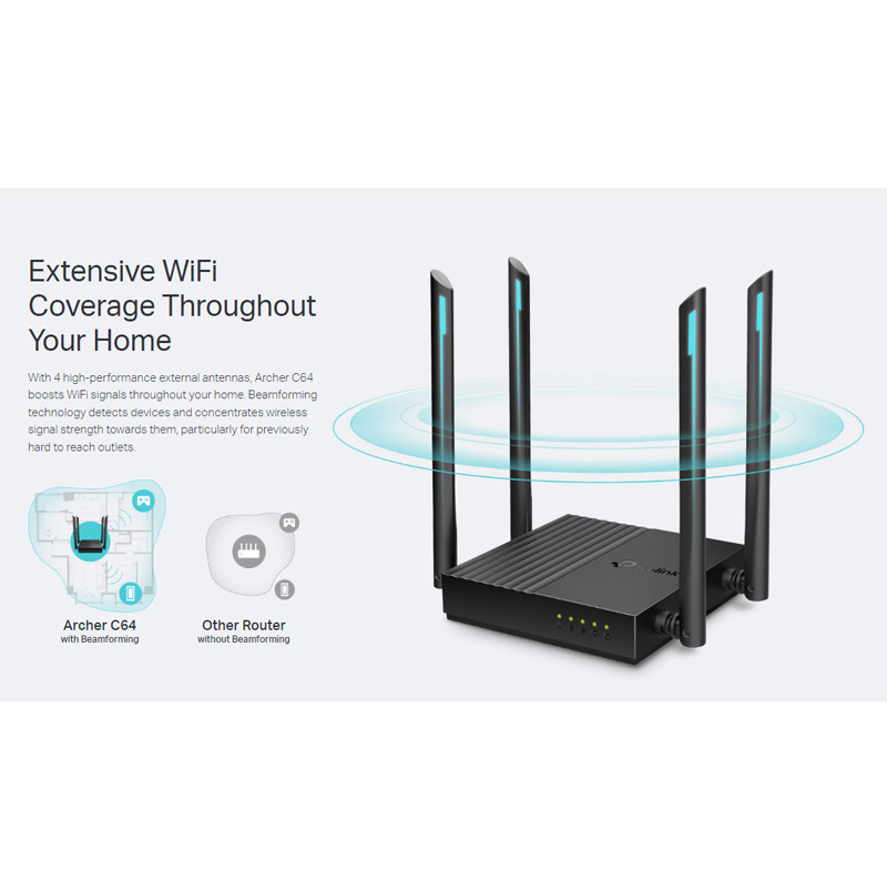 روتر 4 آنتن TP-Link AC1200 Archer C64 400Mbps