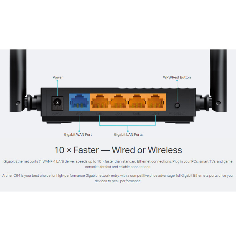 روتر 4 آنتن TP-Link AC1200 Archer C64 400Mbps