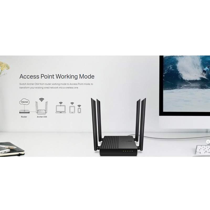 روتر 4 آنتن TP-Link AC1200 Archer C64 400Mbps