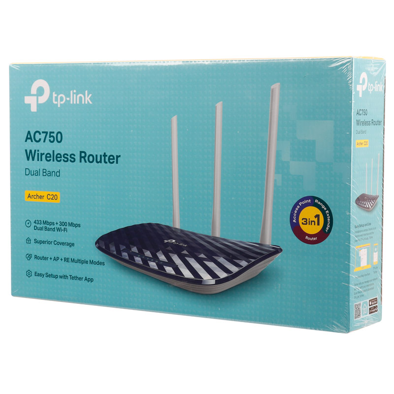 روتر 3 آنتن TP-Link AC750 Archer C20 300Mbps