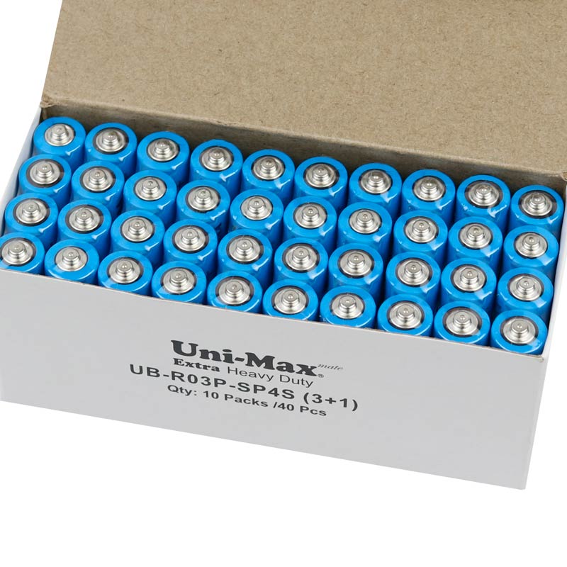 باتری چهارتایی نیم قلمی Uni-Max Extra Heavy Duty UB-R03P-SP4S 1.5V AAA بسته 40 عددی شرینک