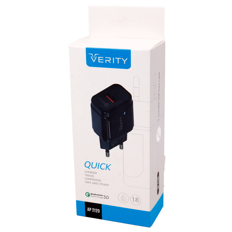 شارژر دیواری فست شارژ Verity AP-2120 QC3.0 3A 18W + کابل تایپ سی