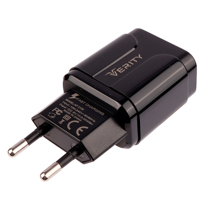شارژر دیواری فست شارژ Verity AP-2120 QC3.0 3A 18W + کابل تایپ سی