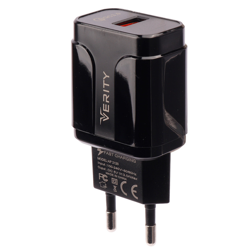 شارژر دیواری فست شارژ Verity AP-2120 QC3.0 3A 18W + کابل تایپ سی