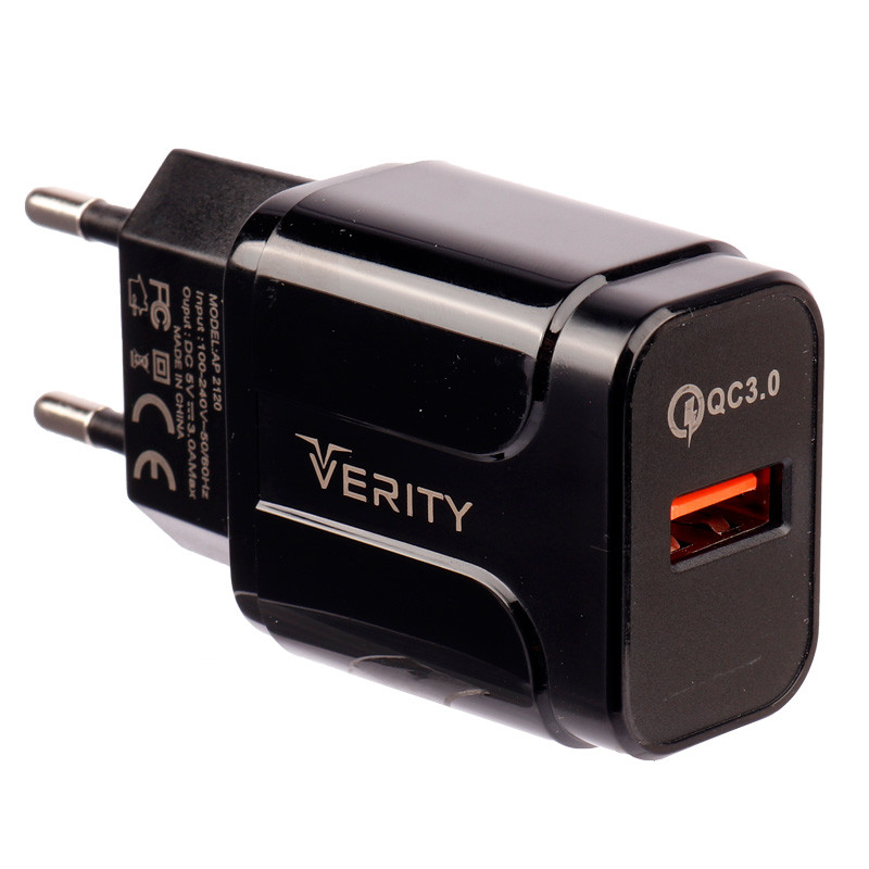 شارژر دیواری فست شارژ Verity AP-2120 QC3.0 3A 18W + کابل تایپ سی