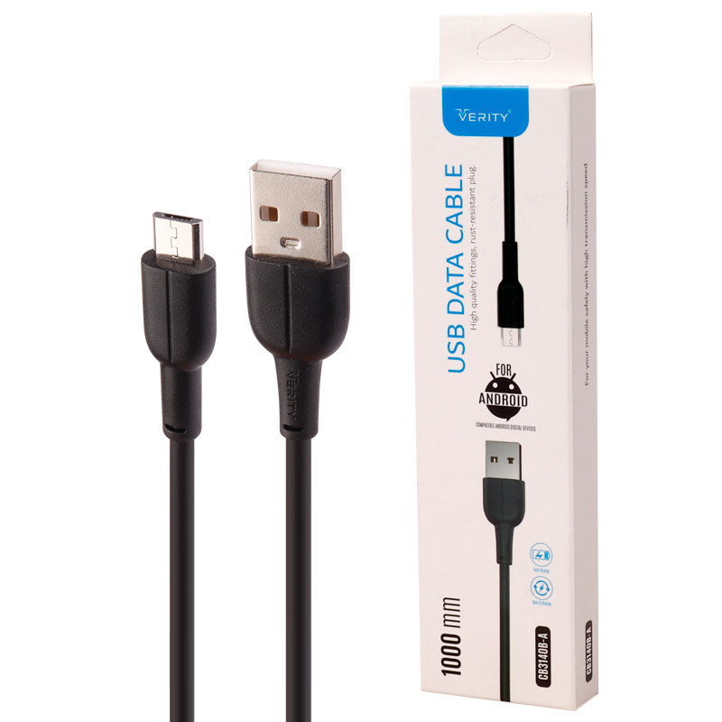 کابل میکرو یو اس بی فست شارژ Verity CB3140B-A 1m