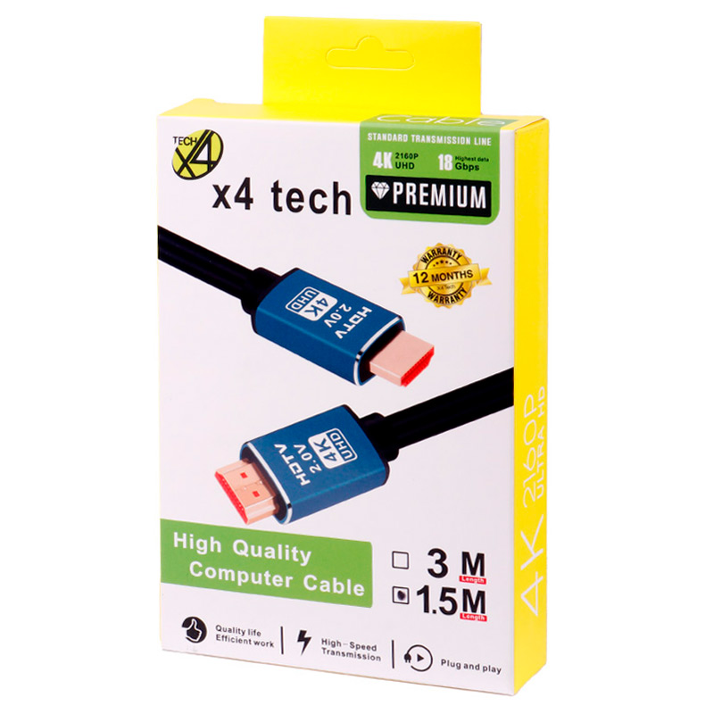 کابل X4Tech HDMI v2.0 4K 1.5m