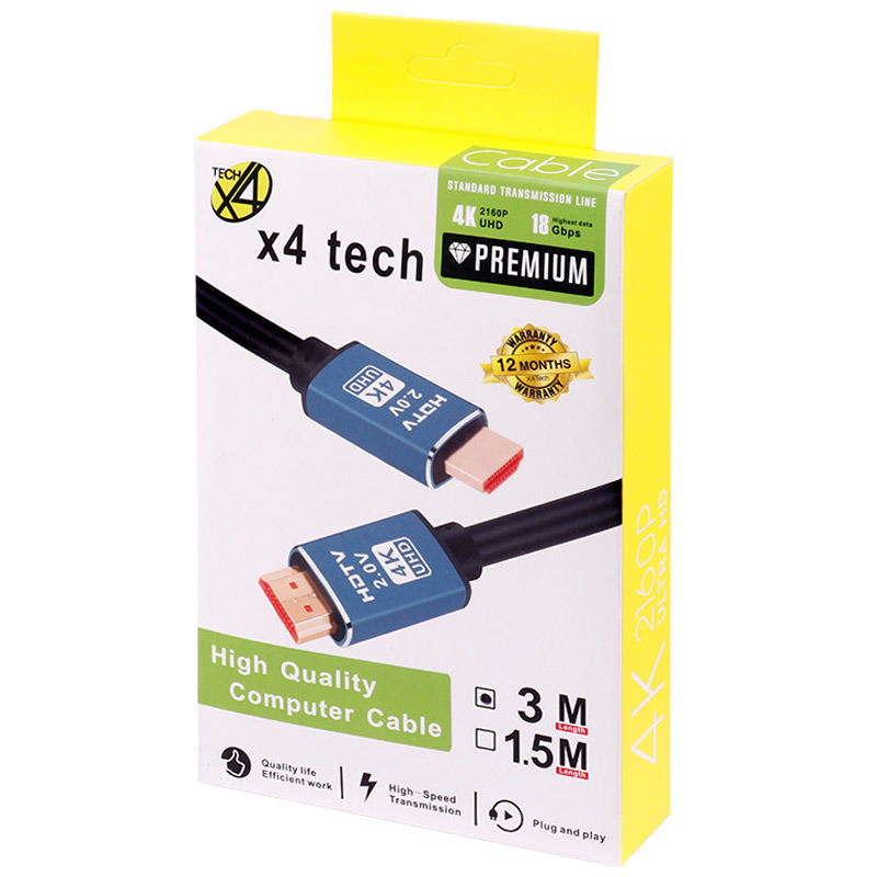 کابل X4Tech HDMI v2.0 4K 3m