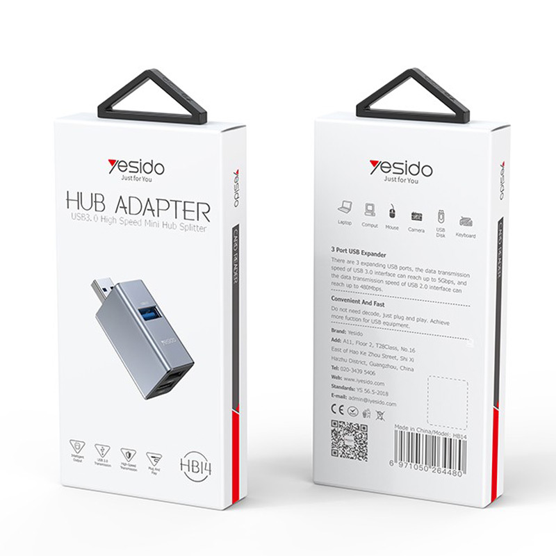 هاب 3 پورت USB3.0 یسیدو HB14