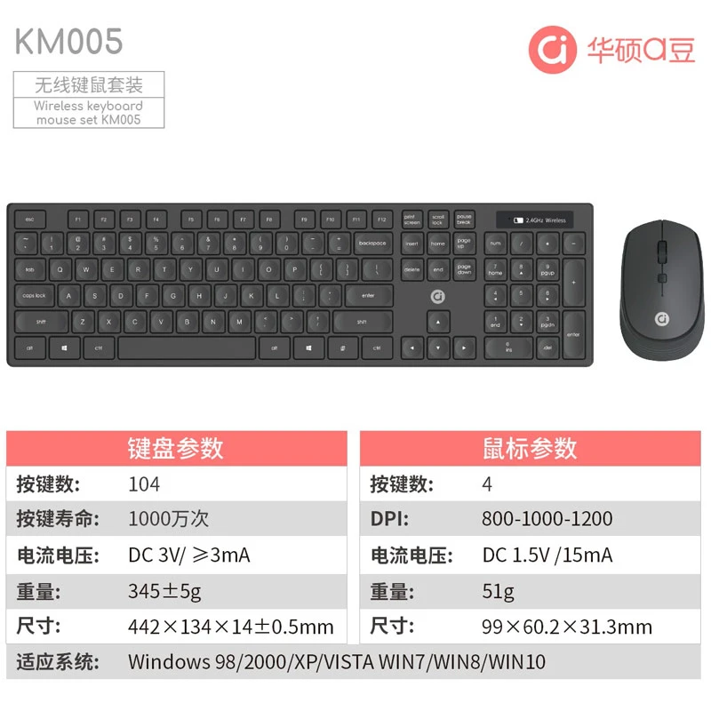 کیبورد و موس بی سیم ادول KM005