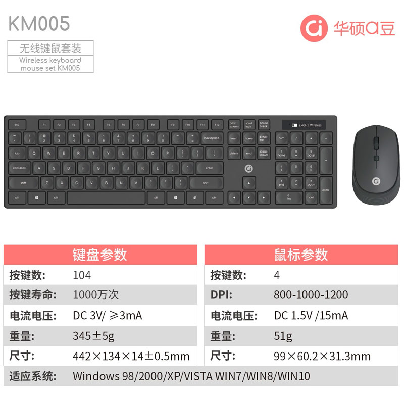 کیبورد و موس بی سیم ادول KM005