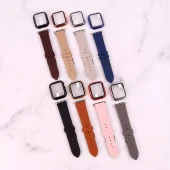 بند اپل واچ طرح چرم + محافظ صفحه 40mm