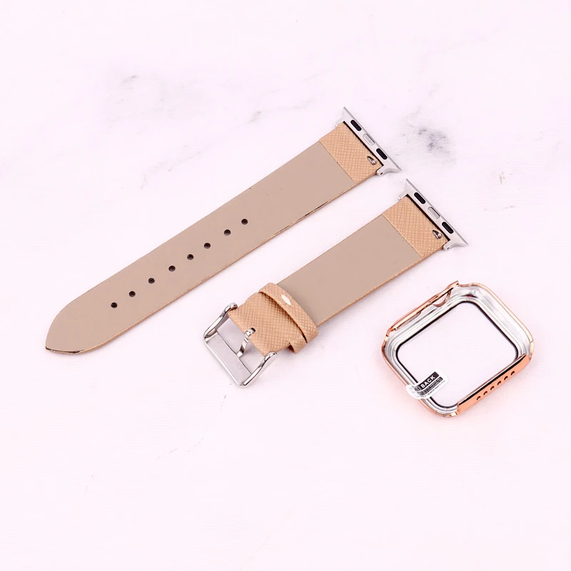 بند اپل واچ طرح چرم + محافظ صفحه 40mm