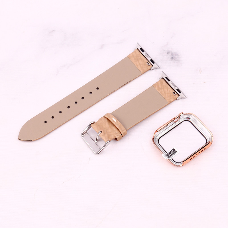 بند اپل واچ طرح چرم + محافظ صفحه 40mm