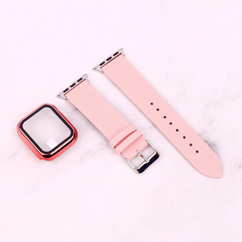 بند اپل واچ طرح چرم + محافظ صفحه 40mm