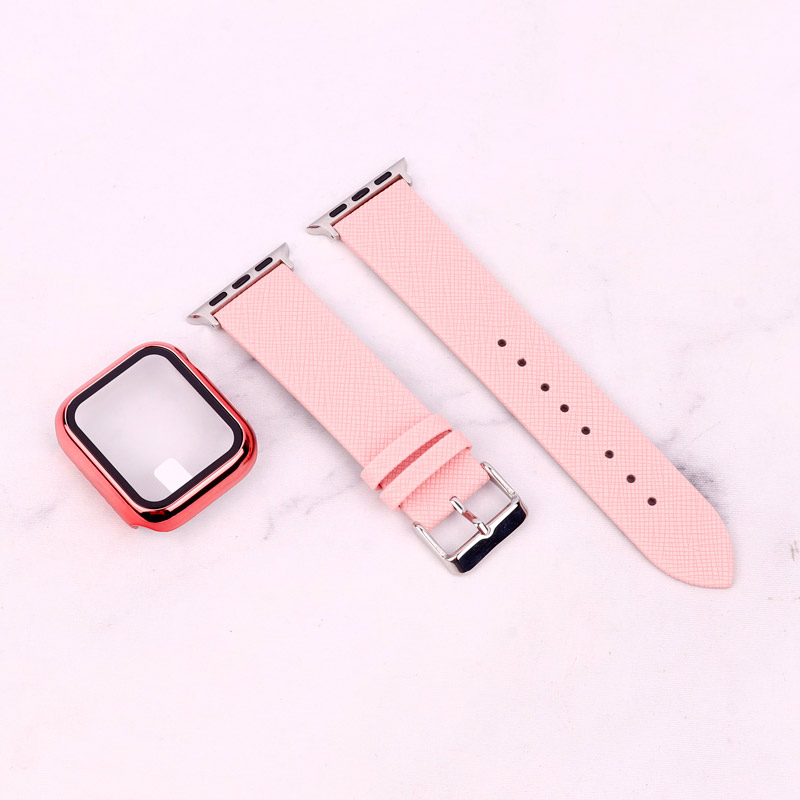 بند اپل واچ طرح چرم + محافظ صفحه 40mm