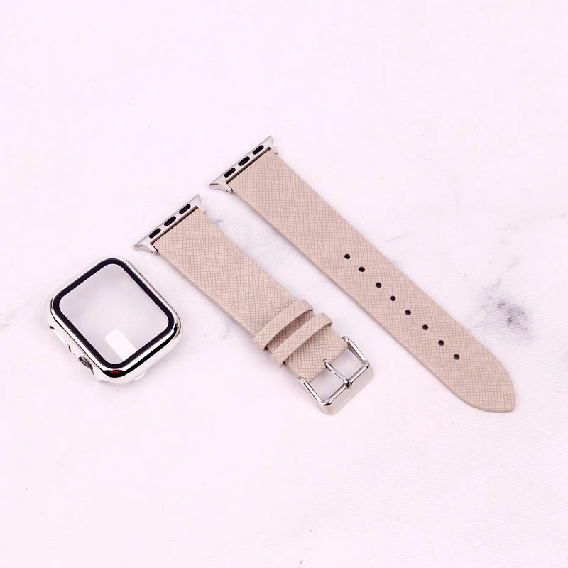 بند اپل واچ طرح چرم + محافظ صفحه 40mm
