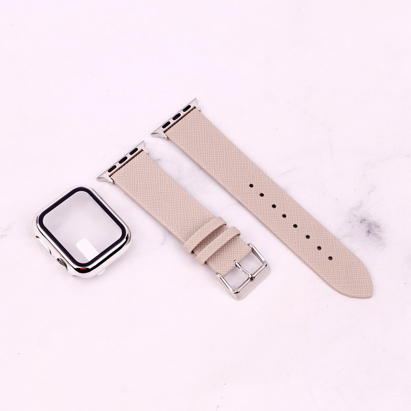 بند اپل واچ طرح چرم + محافظ صفحه 40mm