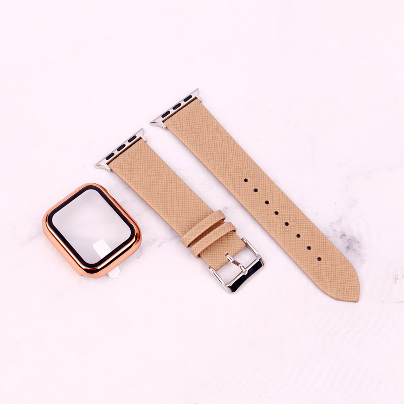 بند اپل واچ طرح چرم + محافظ صفحه 40mm