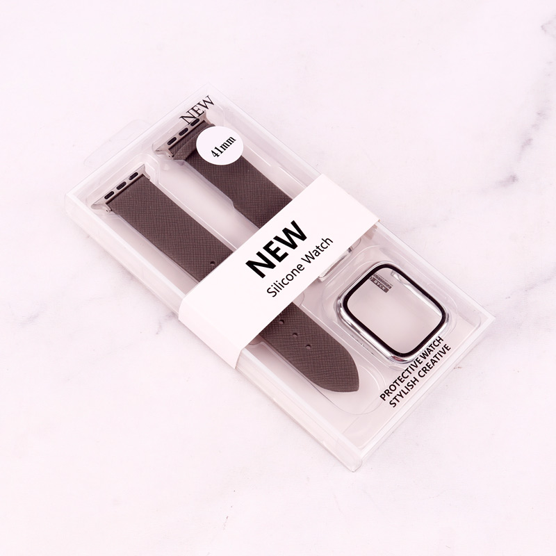 بند اپل واچ طرح چرم + محافظ صفحه 41mm