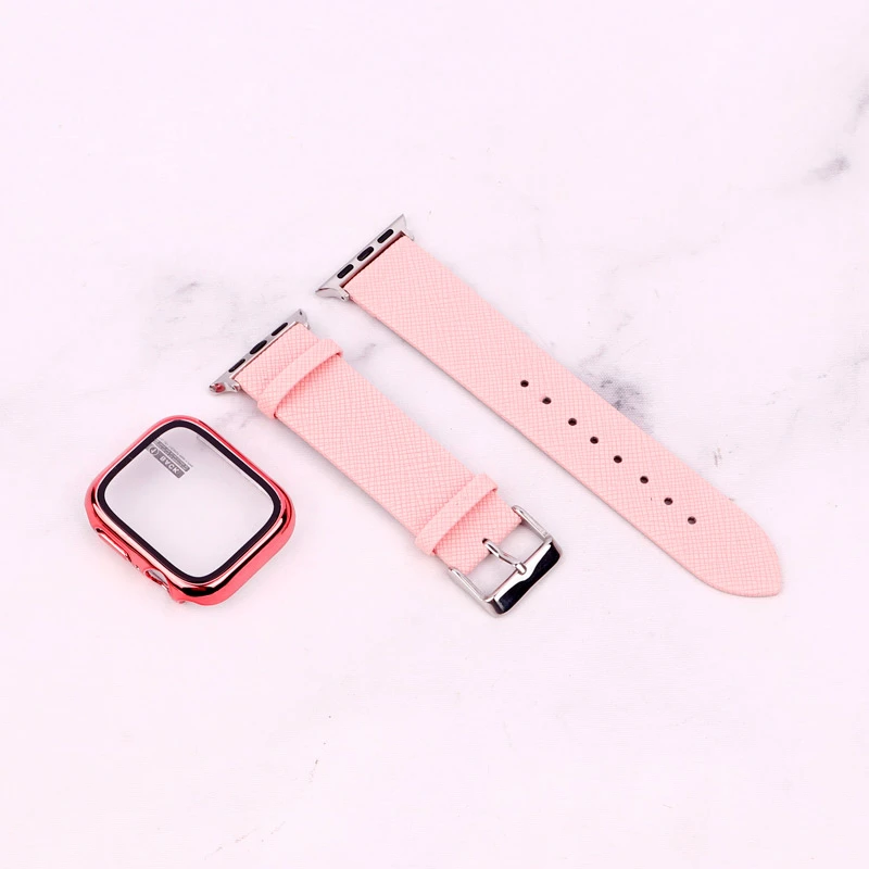 بند اپل واچ طرح چرم + محافظ صفحه 41mm