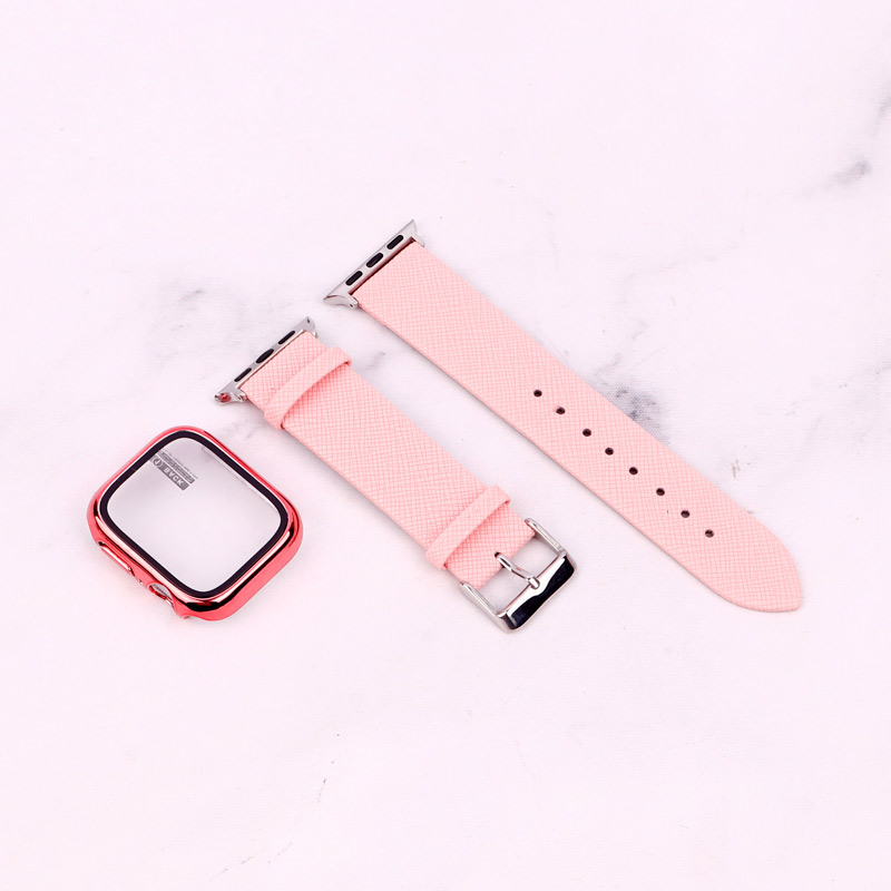 بند اپل واچ طرح چرم + محافظ صفحه 41mm