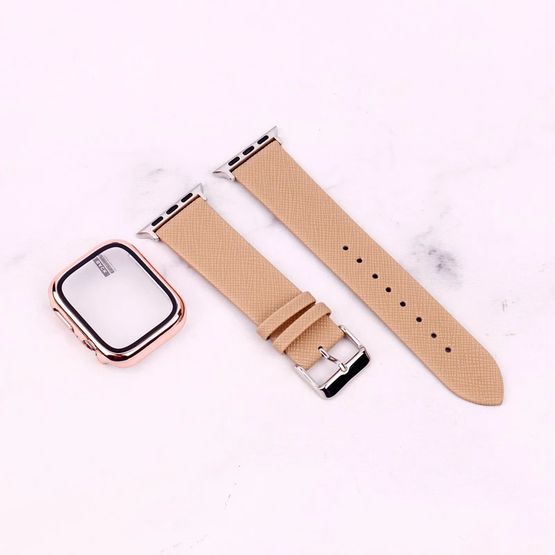 بند اپل واچ طرح چرم + محافظ صفحه 41mm