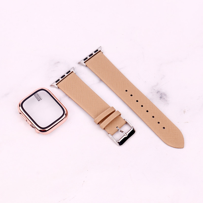 بند اپل واچ طرح چرم + محافظ صفحه 41mm