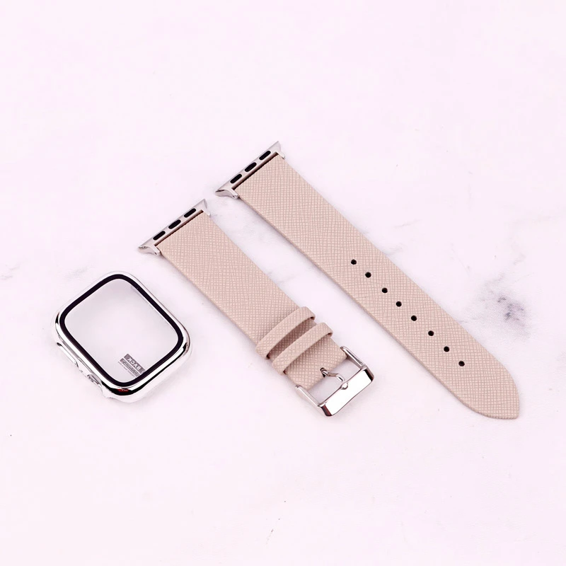 بند اپل واچ طرح چرم + محافظ صفحه 41mm