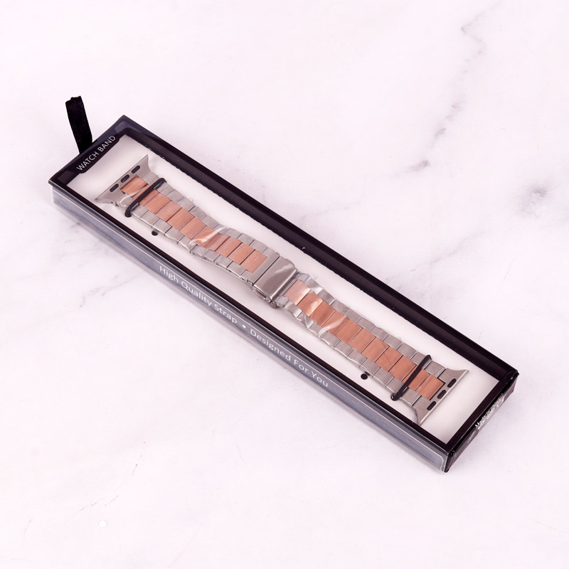 بند اپل واچ طرح 3بید 42/44mm نقره ای رزگلد
