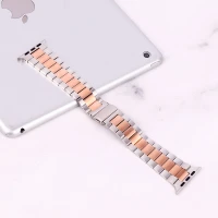 بند اپل واچ طرح 3بید 42/44mm نقره ای رزگلد