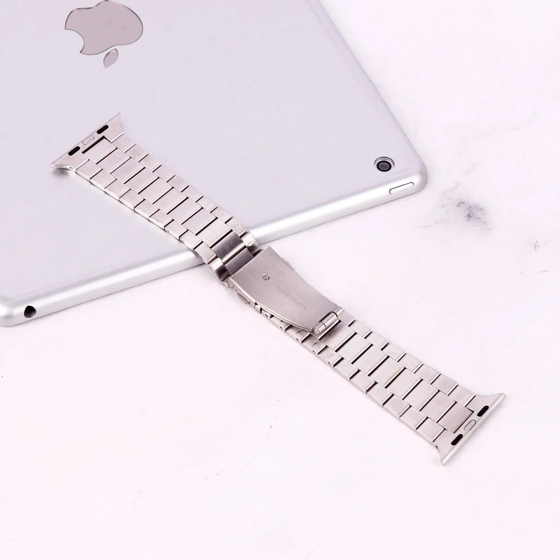 بند اپل واچ طرح 3بید 42/44mm نقره ای رزگلد