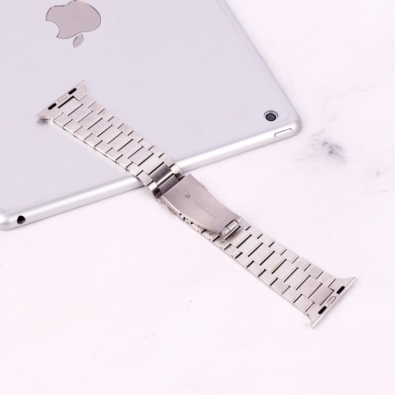 بند اپل واچ طرح 3بید 42/44mm نقره ای رزگلد
