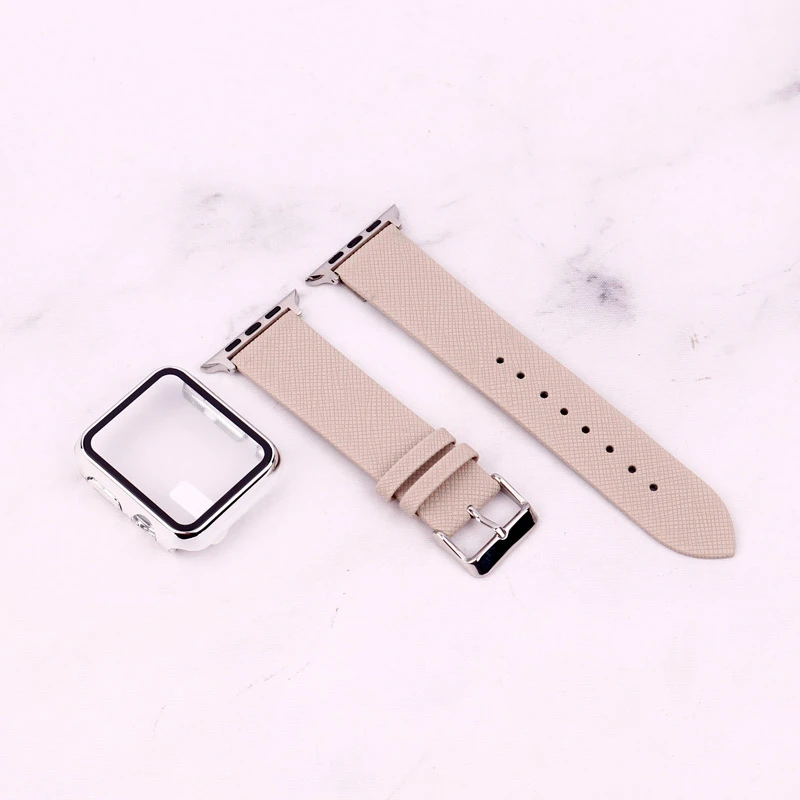 بند اپل واچ طرح چرم + محافظ صفحه 42mm