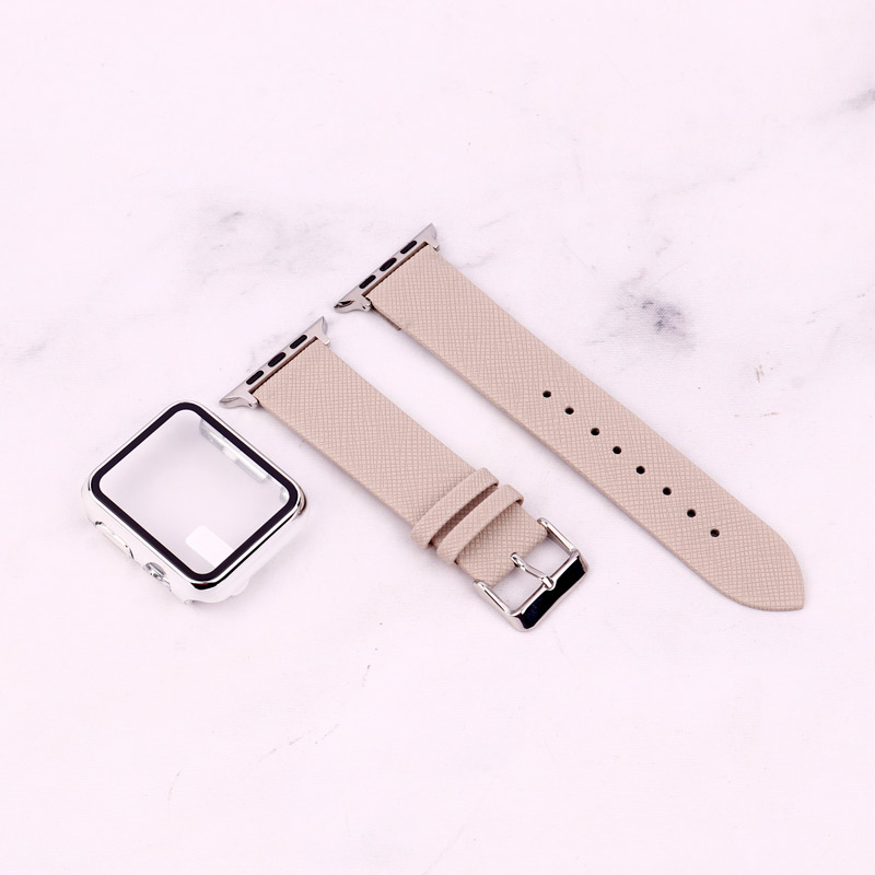 بند اپل واچ طرح چرم + محافظ صفحه 42mm
