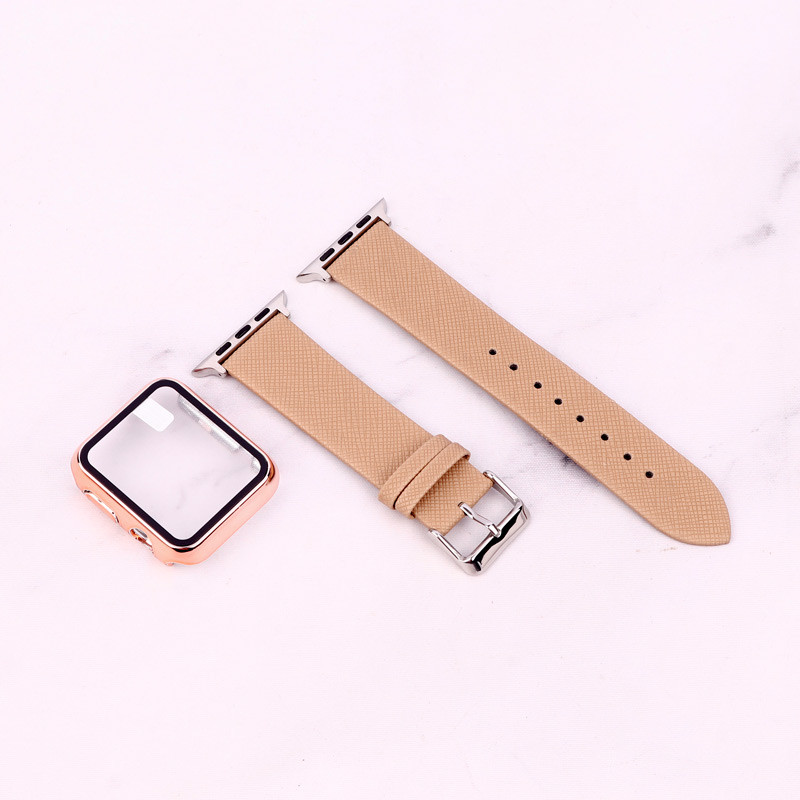 بند اپل واچ طرح چرم + محافظ صفحه 42mm