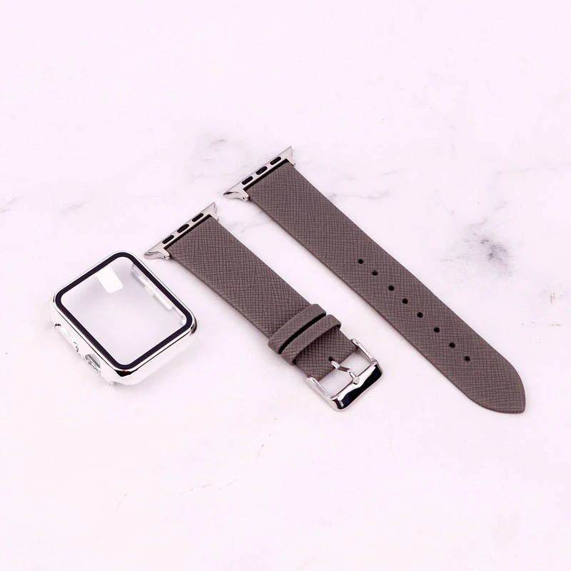 بند اپل واچ طرح چرم + محافظ صفحه 42mm