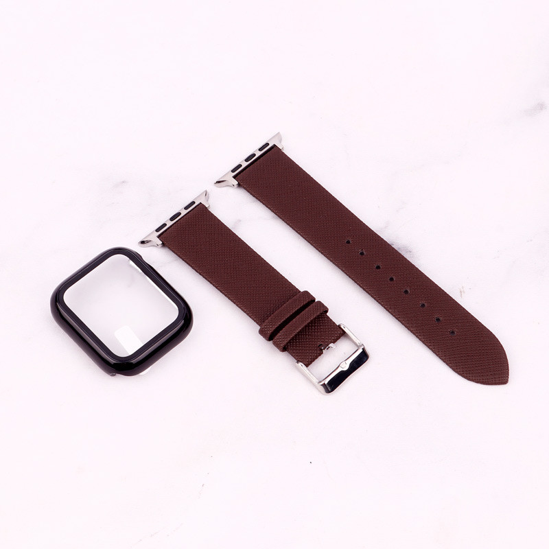 بند اپل واچ طرح چرم + محافظ صفحه 44mm