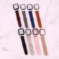 بند اپل واچ طرح چرم + محافظ صفحه 44mm