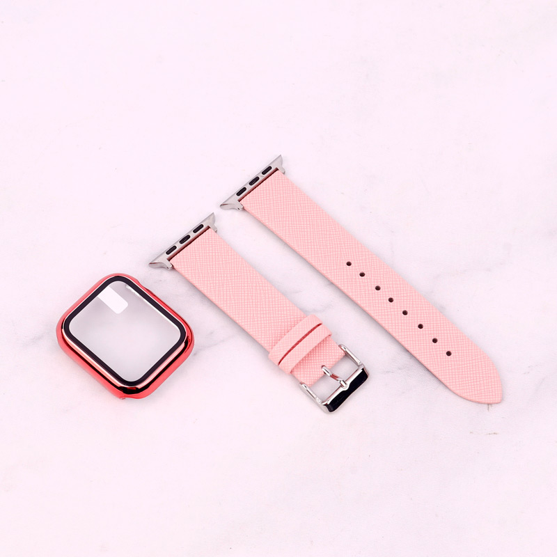 بند اپل واچ طرح چرم + محافظ صفحه 44mm