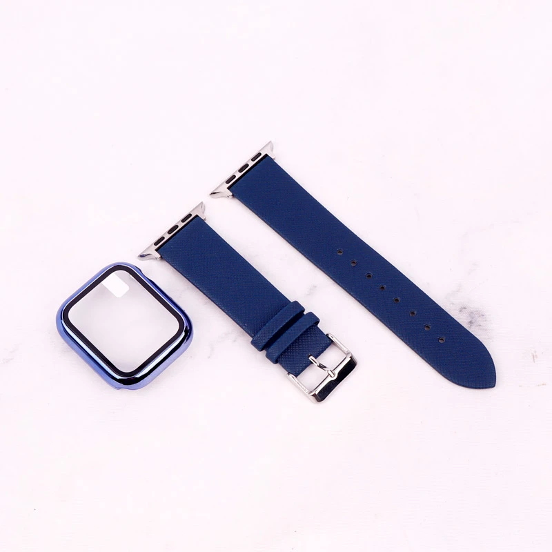 بند اپل واچ طرح چرم + محافظ صفحه 44mm